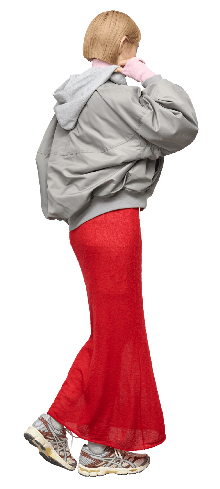 フード付き2WAYボンバーブルゾンのコーディネート例