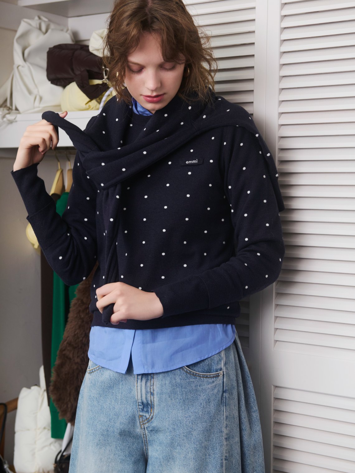 Knit tops と Knit cardigan のスタイリング
