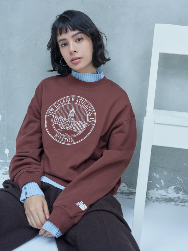 【New Balance for emmi】 Athletics フレンチテリーオーバーサイズ Crestクルー