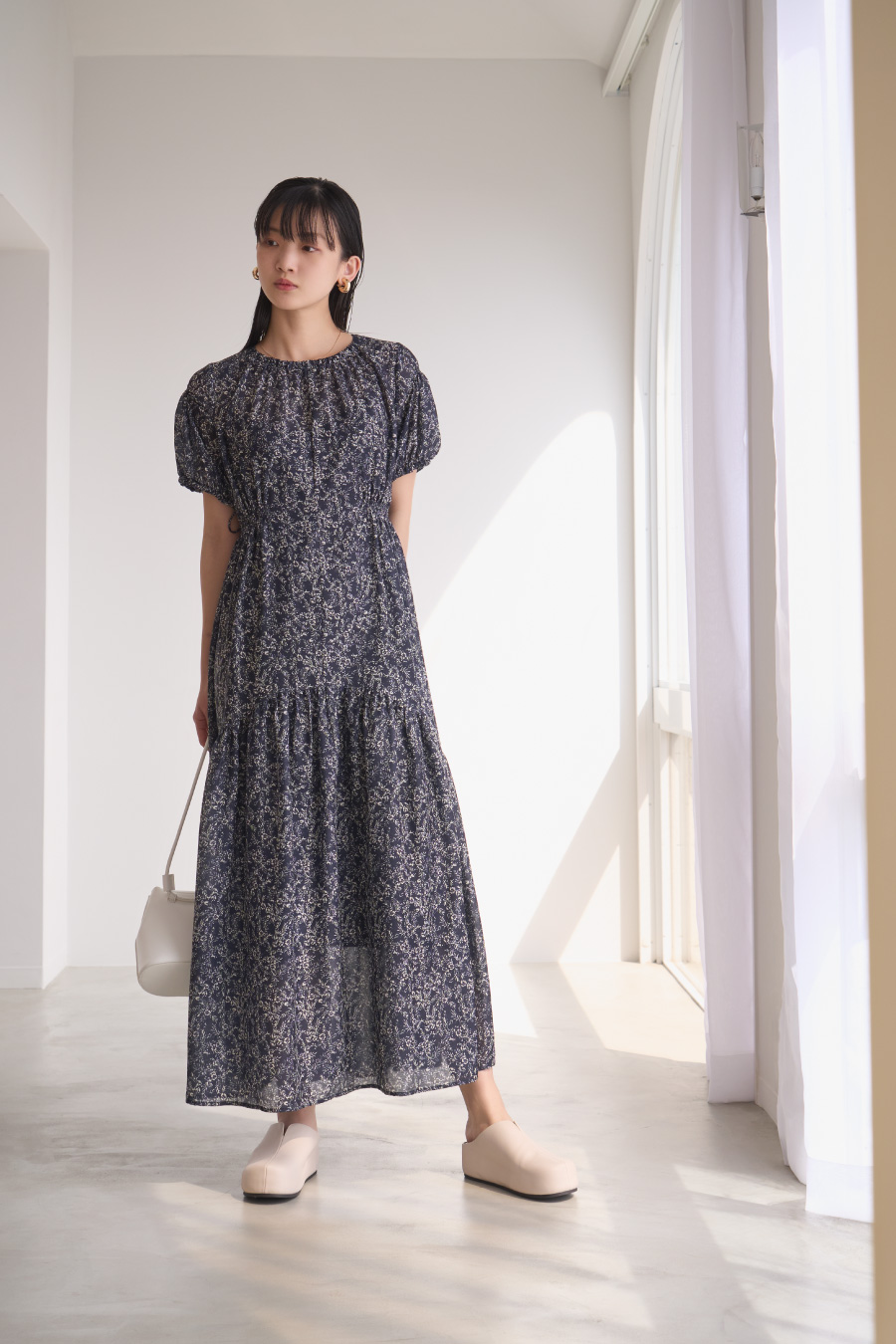 emmi ワンピース ニットドッキングアシンメトリーワンピース（マキシ丈/ロング