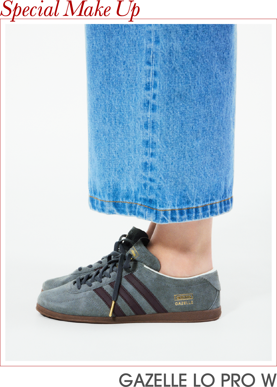 ウエストゴムルーズデニムパンツ、GAZELLE LO PRO Wの着用イメージ